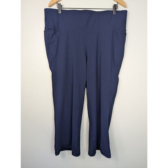 Livi Lane Bryant High Rise Wicking Capri Flare Legging in Pantone Maritime Blue - Picture 2 of 7